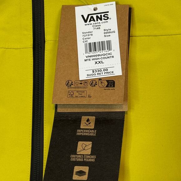 Vans Men's MTE High-Country 3L Yellow Jacket  sz: XXL  NEW WITH TAGS - Picture 2 of 9